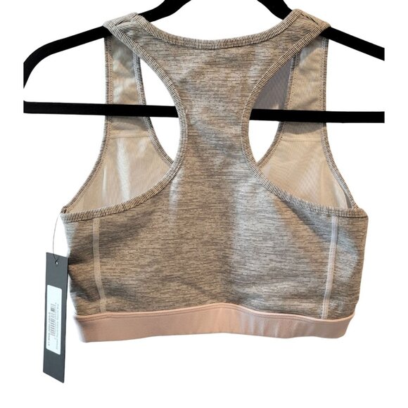 NWT Mono B Black & White Striped Racerback Padded Spandex Sports Bra Sz SM - Picture 2 of 7